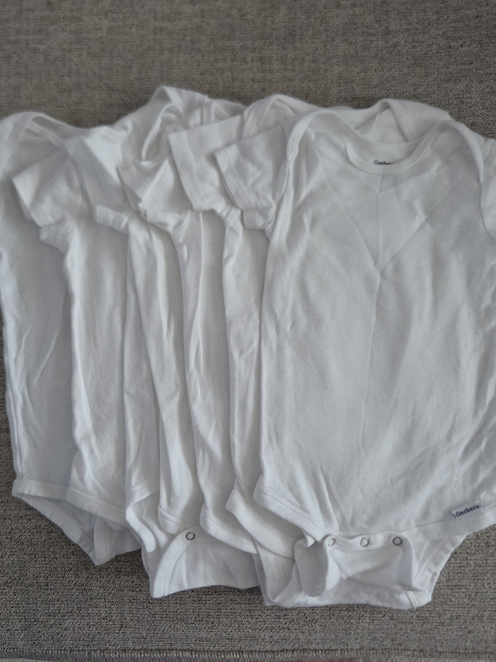 Gerber White Infant Bodysuit with Printed Neck Label 6 Pack 18M